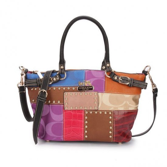 Coach Holiday Kelsey In Signature Medium Black Multi Satchels EBN | Women - Click Image to Close